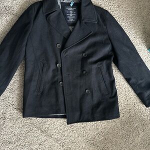 American Eagle Outfitters Black Pea Coat Classic Style